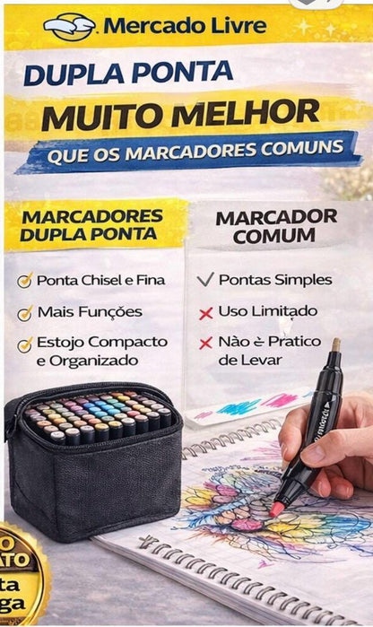 Caneta Boob Goods Com Inmetro 24 cores Marcador de ponta dupla Goller Super Touch