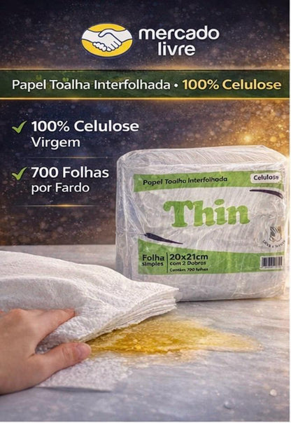 Papel Interfolha Celulose Thin 700 folhas