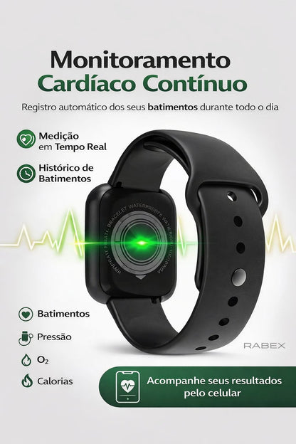 Smartwatch Relógio Digital Bracelet Your Health Steward Preto/Branco