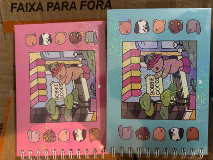 Livro de pintar Bobbie goods capa dura com brilho azul e rosa 50 folhas