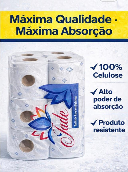Papel Toalha Bobina  Alto corte Celulose 3kg Jade FD 8 rolos