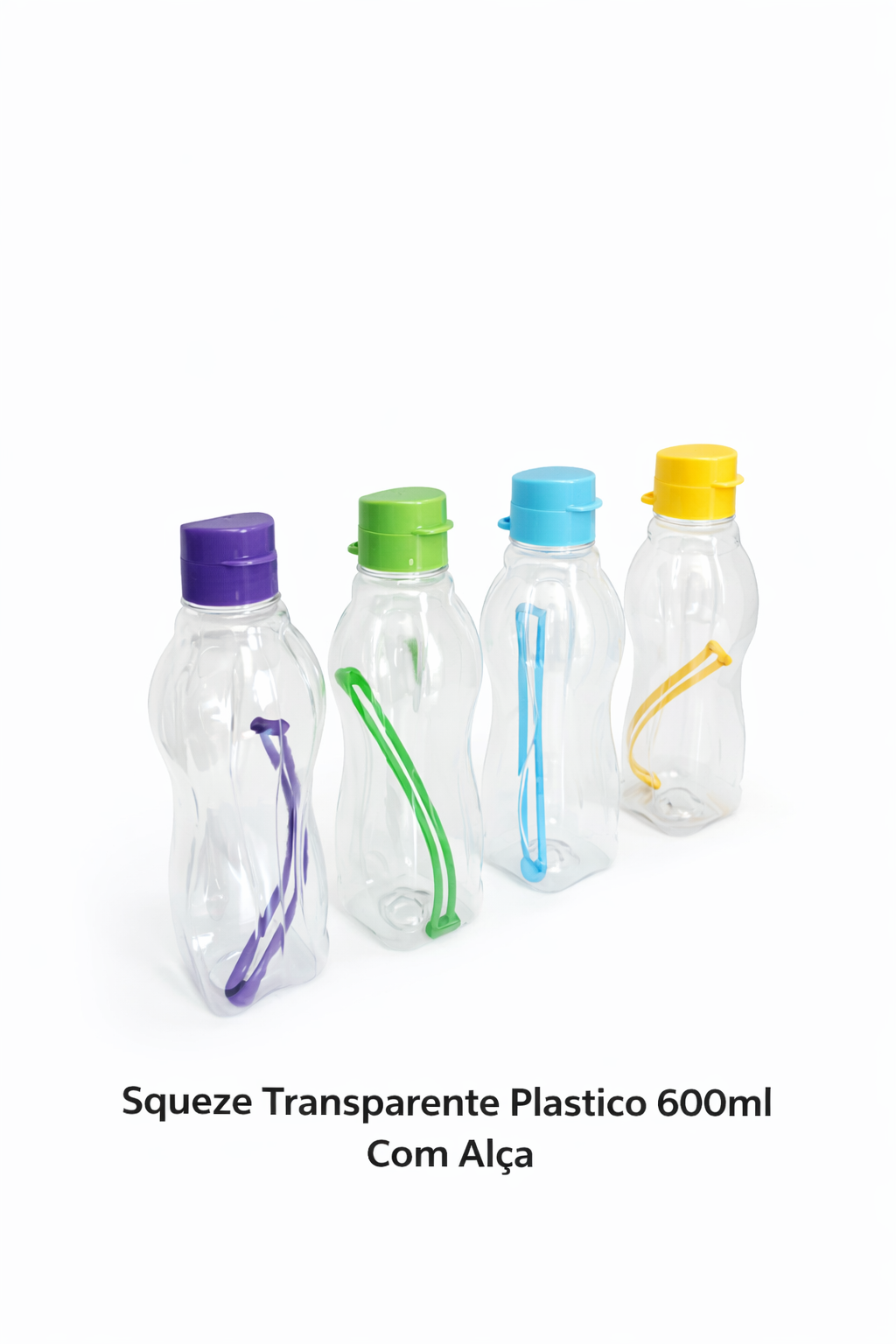 Squeeze transparente plástico 600ml com alça