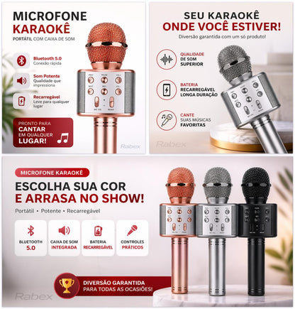 Microfone Karaoke muda voz portátil