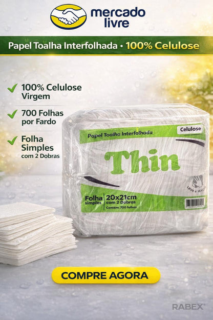 Papel Interfolha Celulose Thin 700 folhas