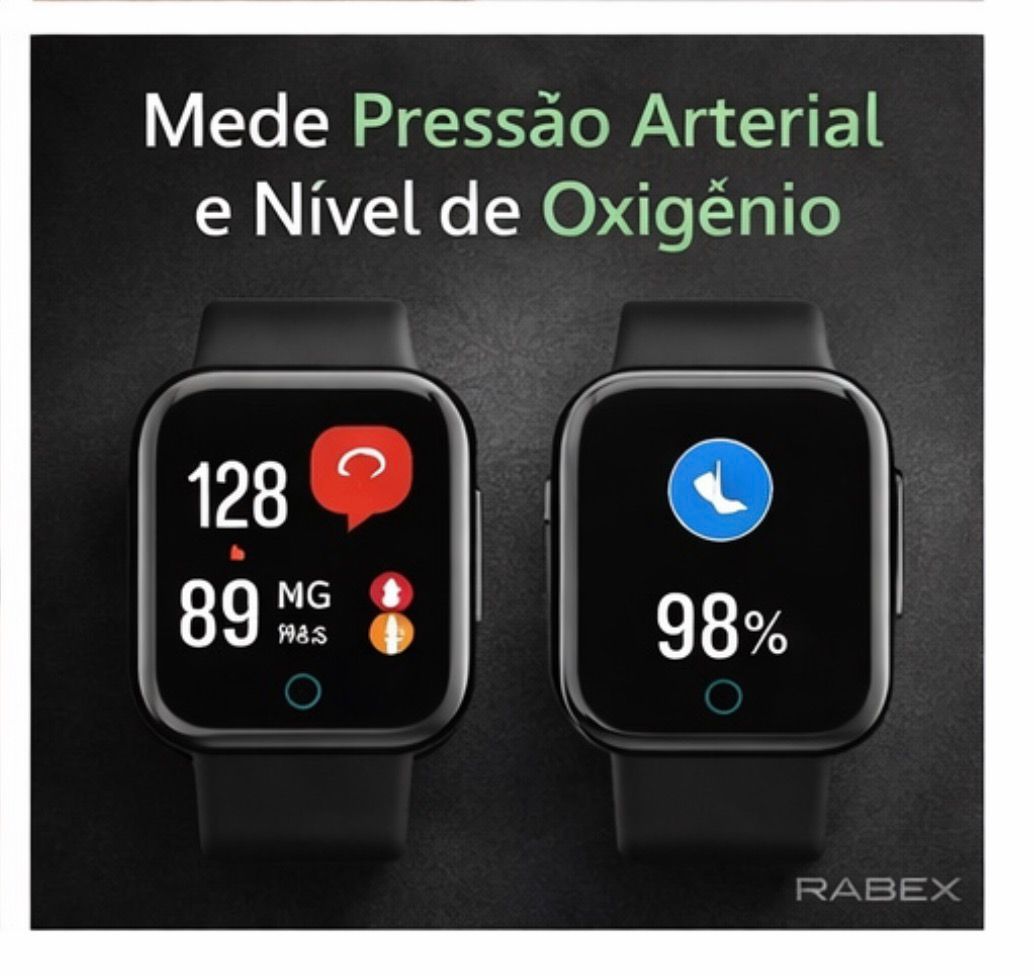 Smartwatch Relógio Digital Bracelet Your Health Steward Preto/Branco