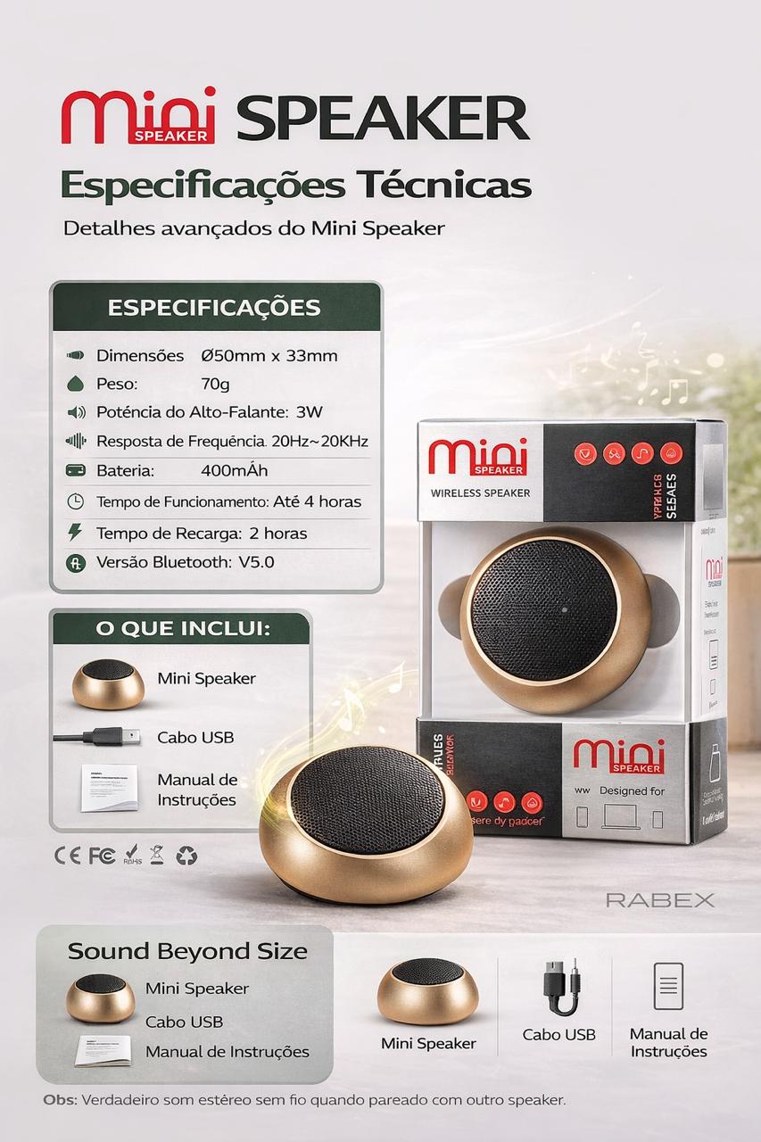 Caixinha de Som Bolinha Mini Speaker Potencia