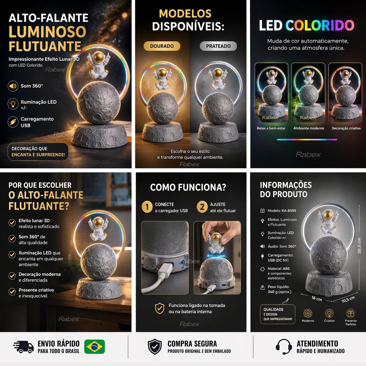 Auto-falante luminoso suspenso KA 8599 LED