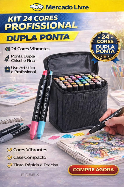Caneta Boob Goods Com Inmetro 24 cores Marcador de ponta dupla Goller Super Touch
