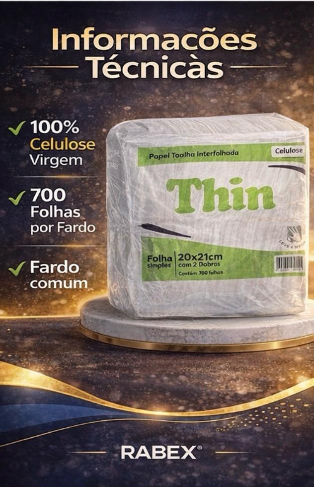 Papel Interfolha Celulose Thin 700 folhas
