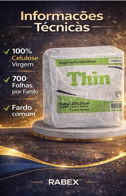Papel Interfolha Celulose Thin 700 folhas