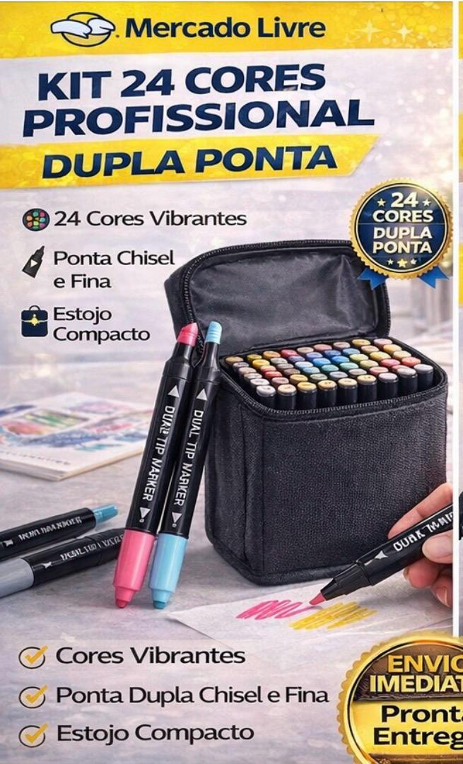 Caneta Boob Goods Com Inmetro 24 cores Marcador de ponta dupla Goller Super Touch