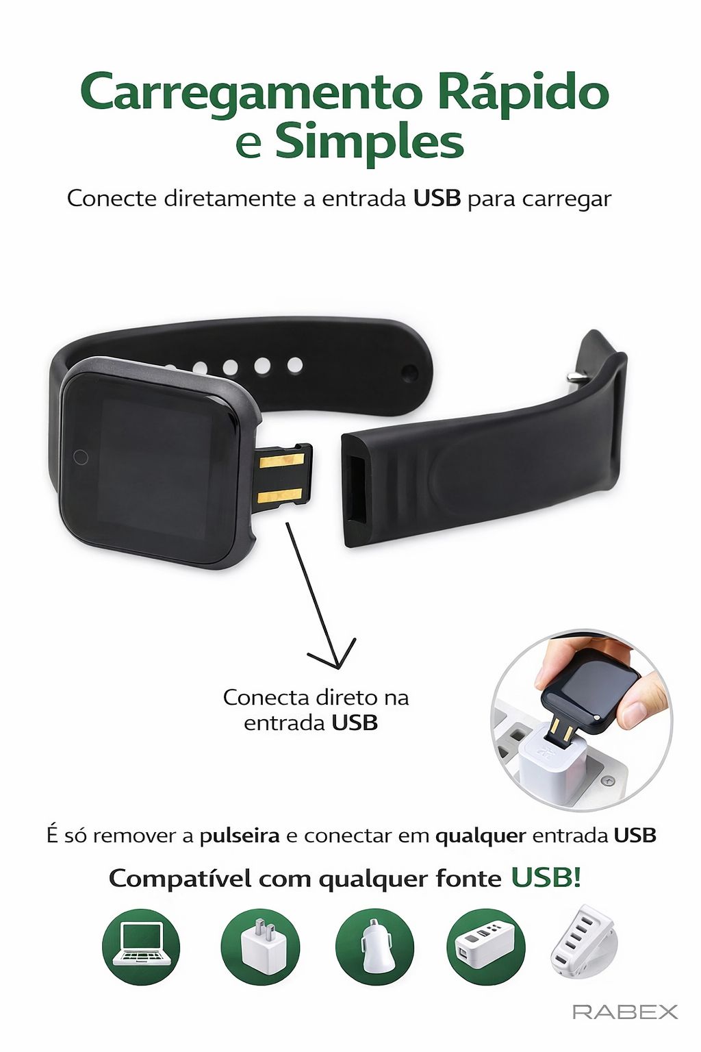 Smartwatch Relógio Digital Bracelet Your Health Steward Preto/Branco