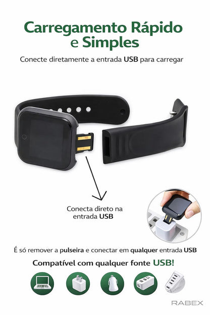 Smartwatch Relógio Digital Bracelet Your Health Steward Preto/Branco