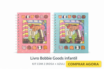 Livro de pintar Bobbie goods capa dura com brilho azul e rosa 50 folhas