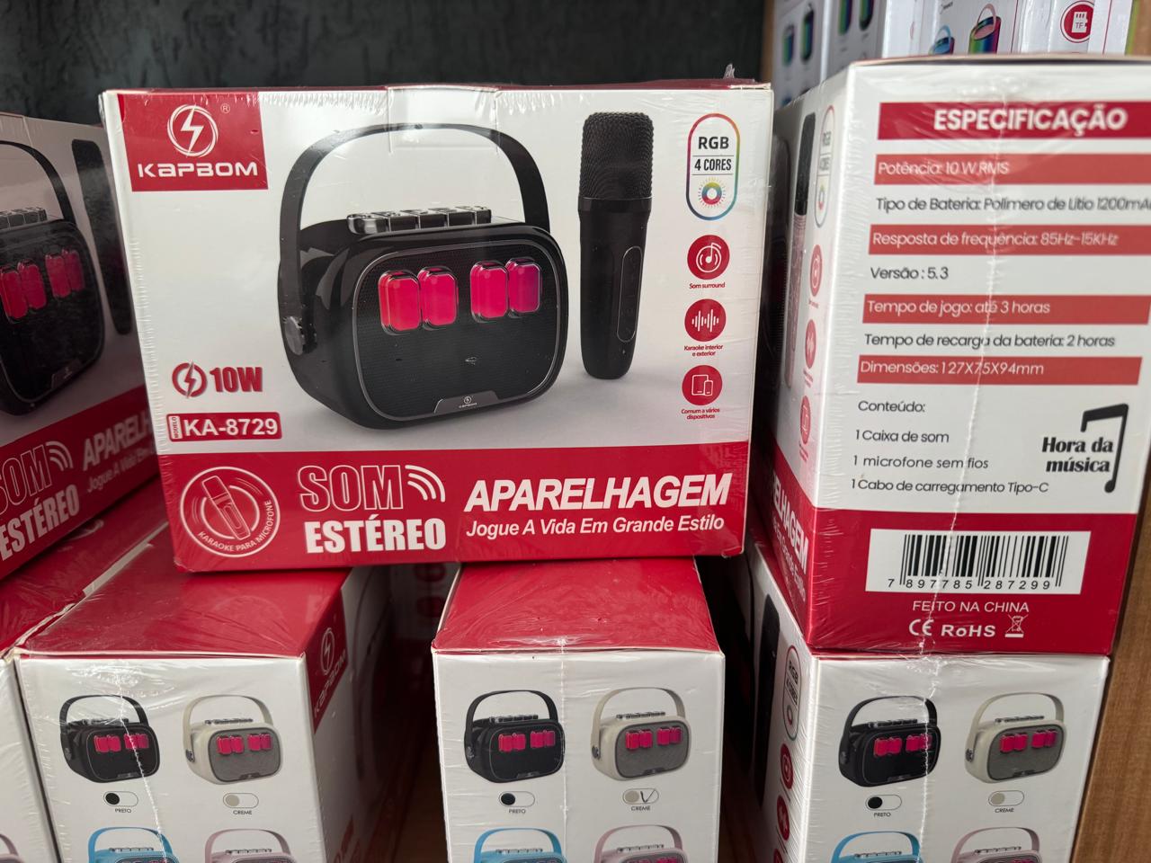 Caixa De Som Bluetooth Kapbom KA-8729 10W Portátil Com Microfone