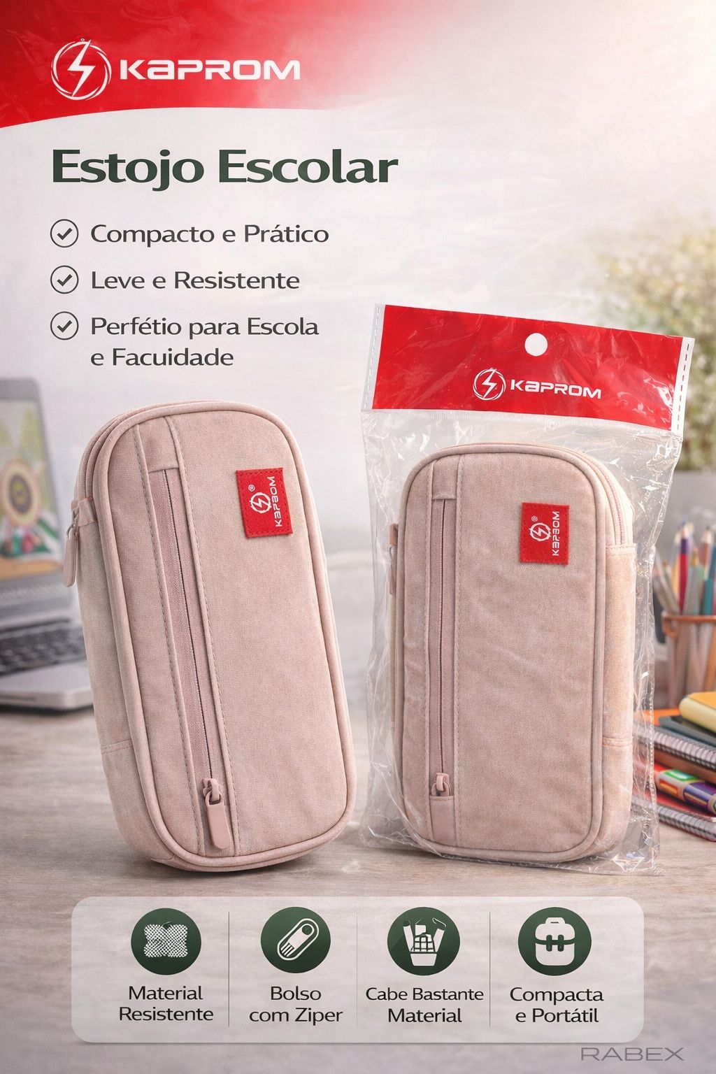 Estojo Escolar Kapbom Rabex
