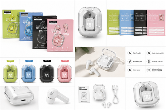 Fone de ouvido resistente água colorido Bluetooth