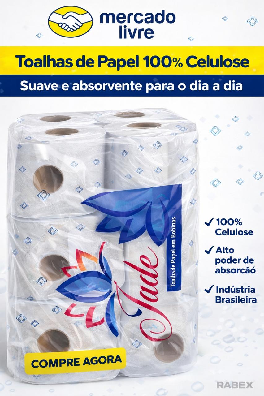 Papel Toalha Bobina  Alto corte Celulose 3kg Jade FD 8 rolos