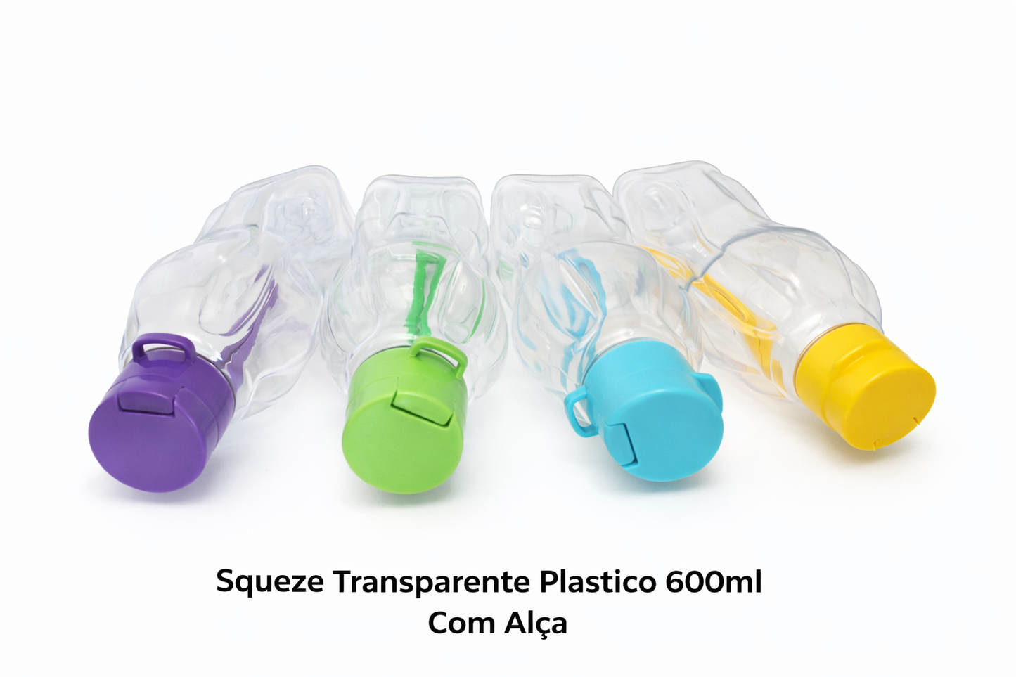 Squeeze transparente plástico 600ml com alça