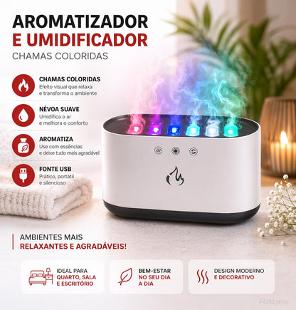Aromatizador Difusor Umidificador Chamas Coloridas 900ml Kapbom