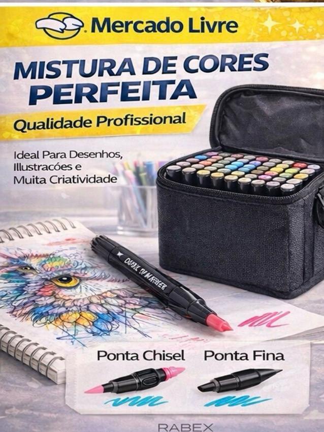 Caneta Boob Goods Com Inmetro 24 cores Marcador de ponta dupla Goller Super Touch