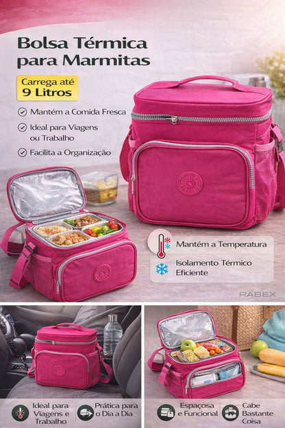 Bolsa  Lancheira Térmica 9 litros Marmitas Com Isolamento
