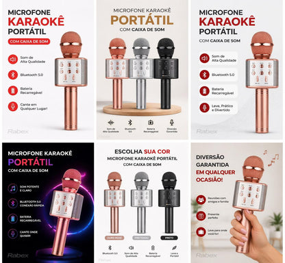 Microfone Karaoke muda voz portátil