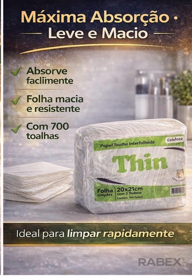 Papel Interfolha Celulose Thin 700 folhas