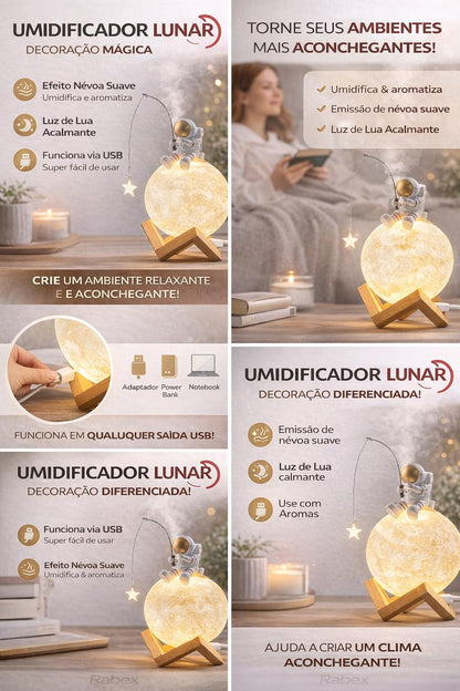 Umidificador de ar Lunar decorativo e funcional 880ml