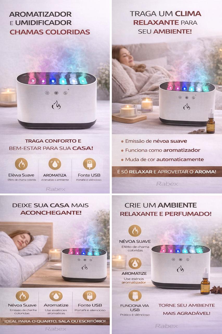 Aromatizador Difusor Umidificador Chamas Coloridas 900ml Kapbom