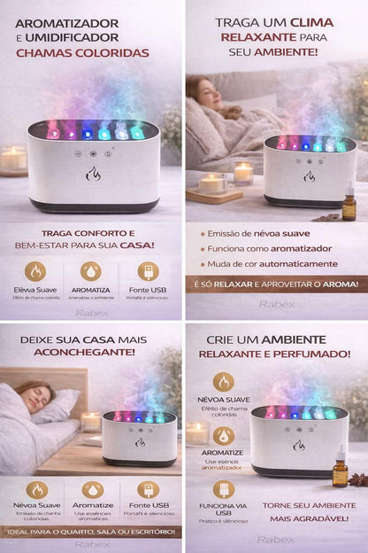 Aromatizador Difusor Umidificador Chamas Coloridas 900ml Kapbom